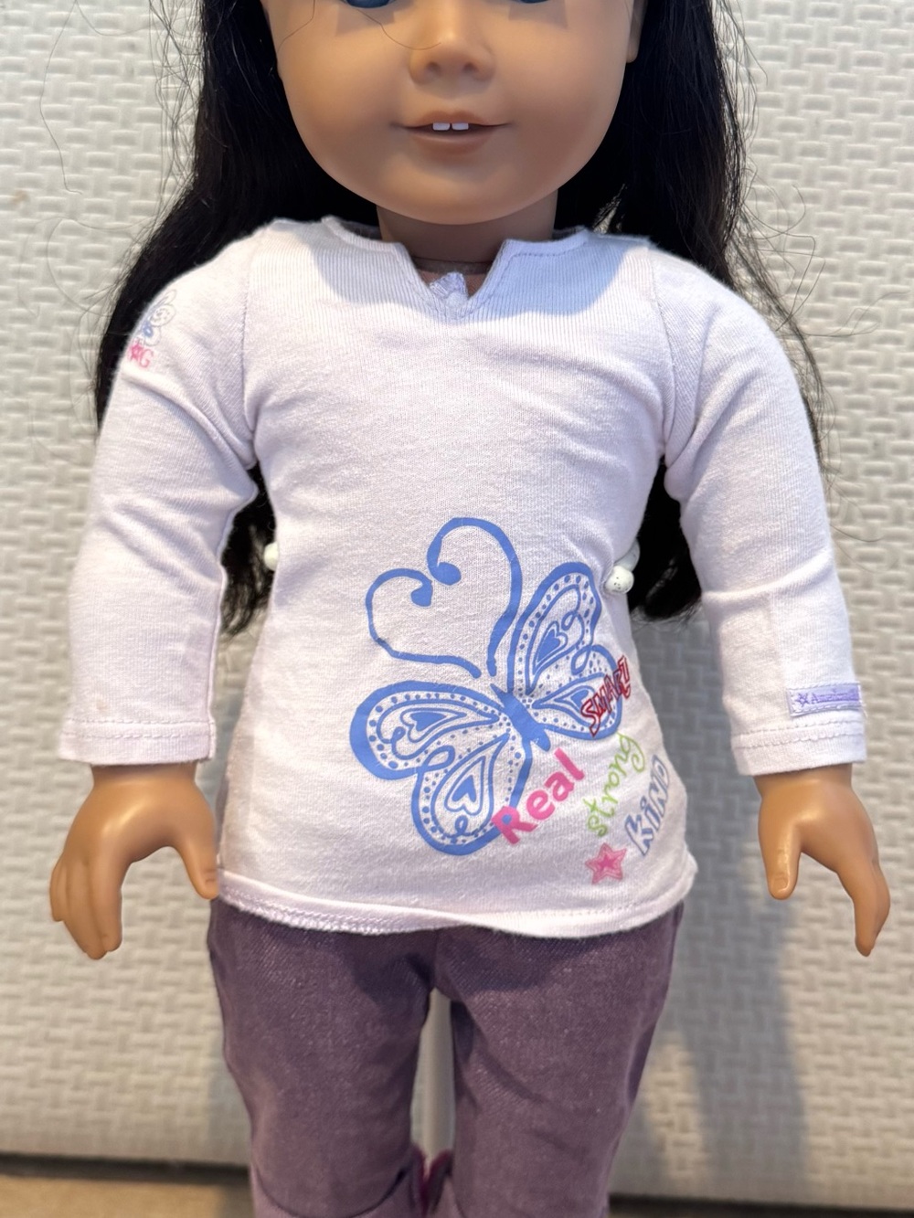 Authentic American Girl Truly Me Real Spirit Purple Top Jeans Shoes Outfit Lot